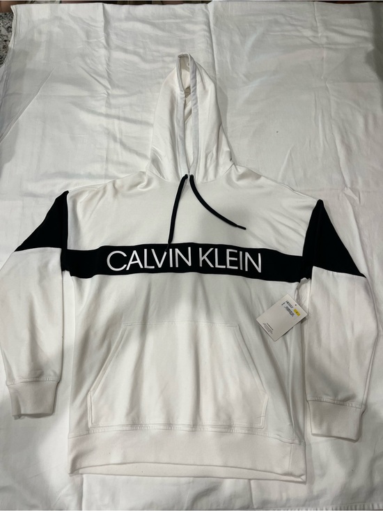 Calvin Klein Other - Calvin Klein White Hoodie with Black Logo Stripe
